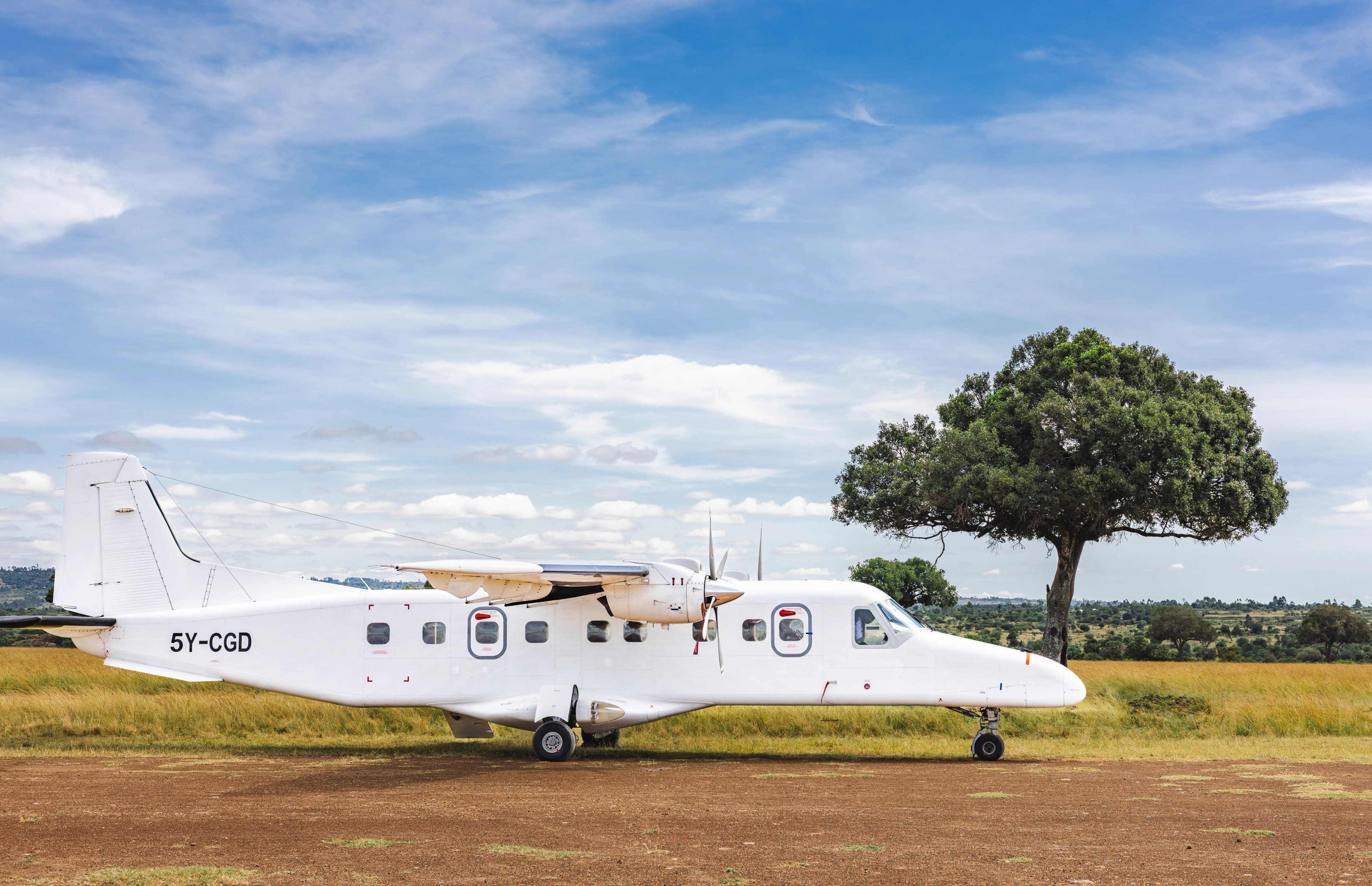 Kasas charter flight over Kenya's savannah plains