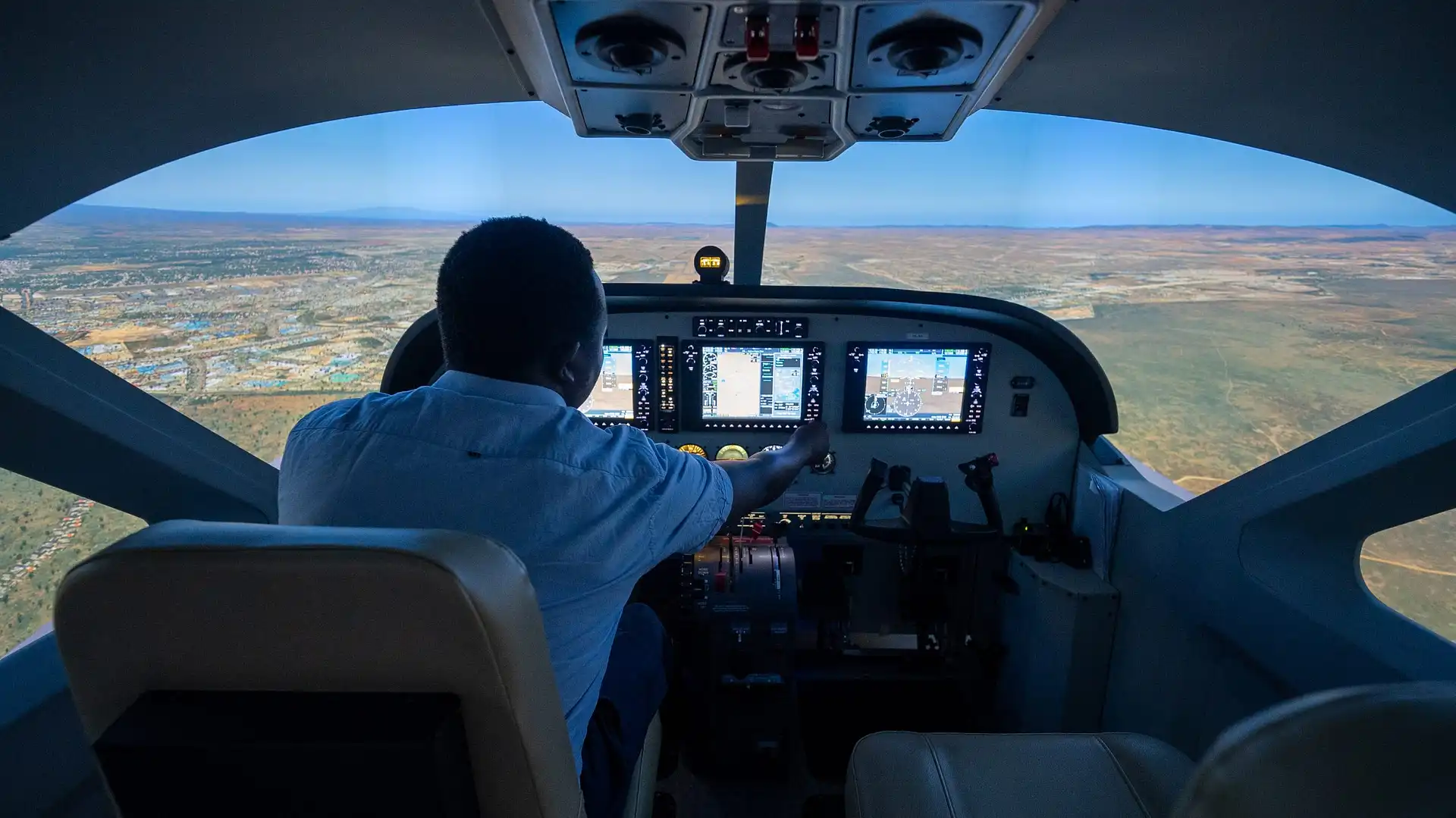 Simulator technician setting up for a training session