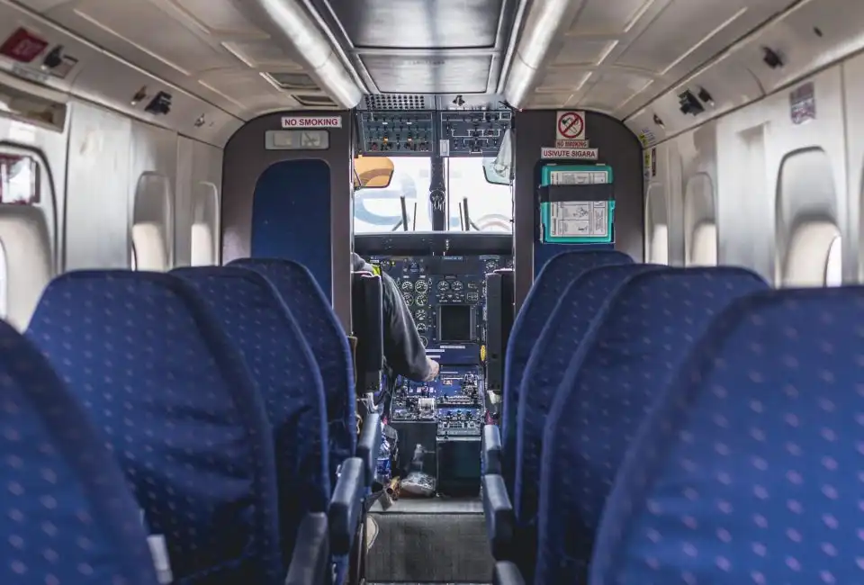 Dornier 228 cabin interior configured for passenger operations